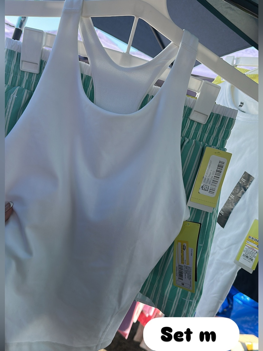 White Racerback Tank Top and shorts ( set size m )